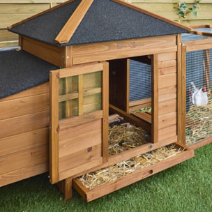 Poulailler en bois JAVA. 4 poules. cage à poule avec enclos