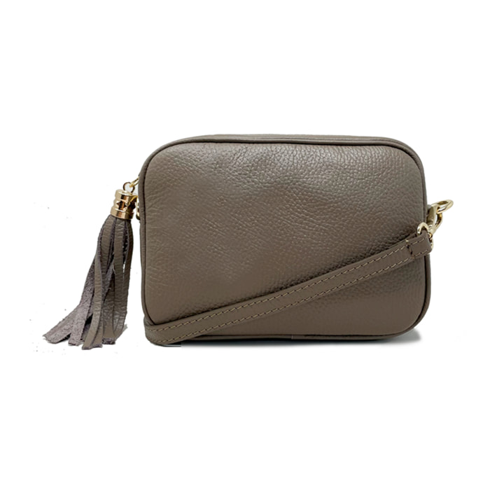 Chicca Borse - Tracollina Clutch Donna in Vera Pelle - Colore Fango