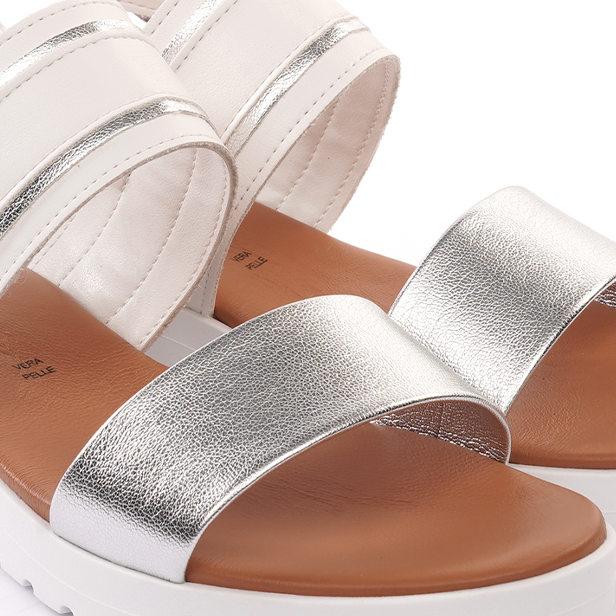 SANDALO ZEPPA DOPPIA FASCIA BIANCO