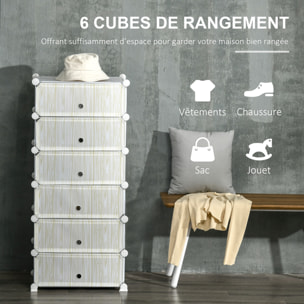 Meuble de rangement à chaussures modulable 6 casiers rectangulaires empilables blanc effet bois