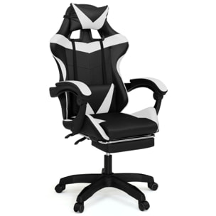 Fauteuil de bureau spécial gaming noir et blanc