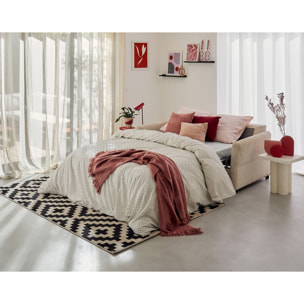 Maho - canapé 2 places convertible express couchage quotidien 140 cm matelas 11 cm en velours côtelé - Beige
