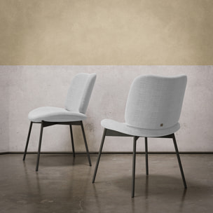 SET DI 2 SEDIE MAKO - STRUTTURA GRIGIO CARBONE, TESSUTO FLORA BIANCO BEIGE