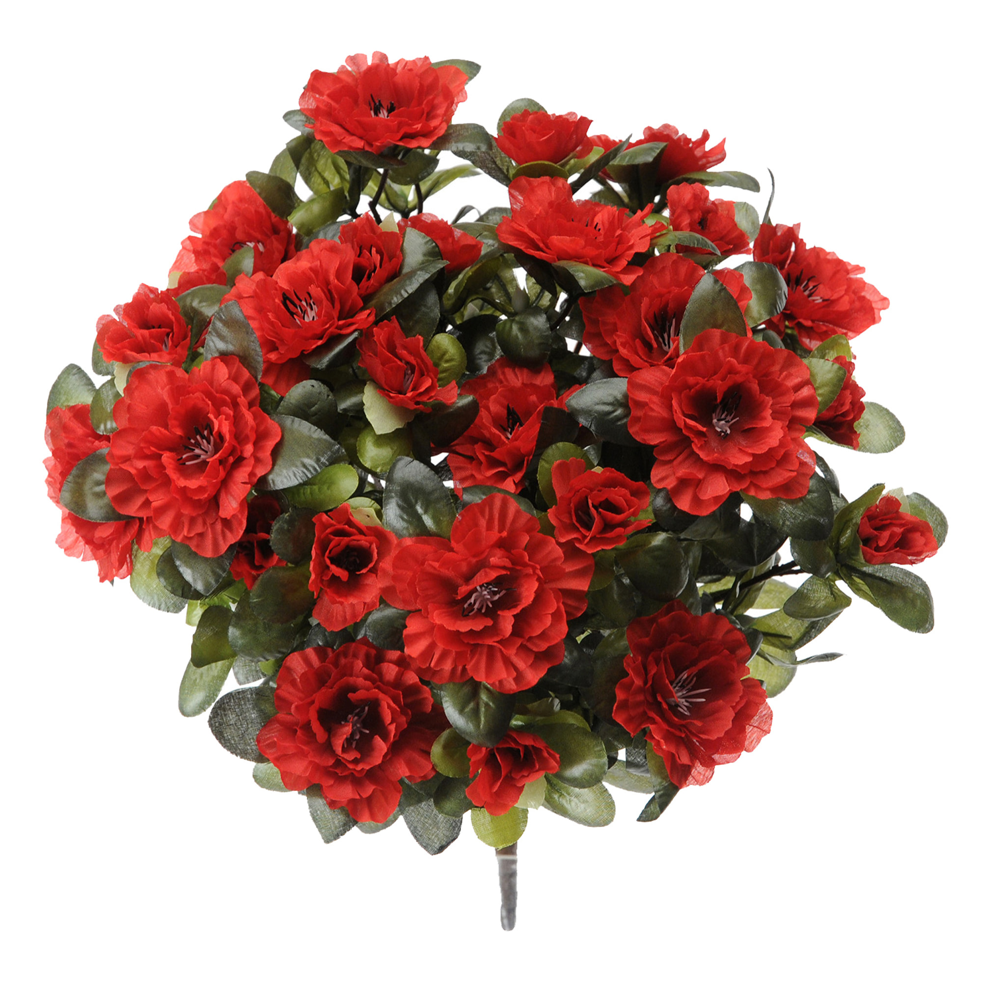 Cespuglio Azalea Composto Da 7 Rami. Altezza 38 Cm - Pezzi 2 - 26X38X26cm - Colore: Rosso - Bianchi Dino - Fiori Artificiali