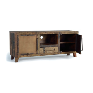 Mueble TV de Madera Recuperada 150 Cm Estilo Industrial Vintage