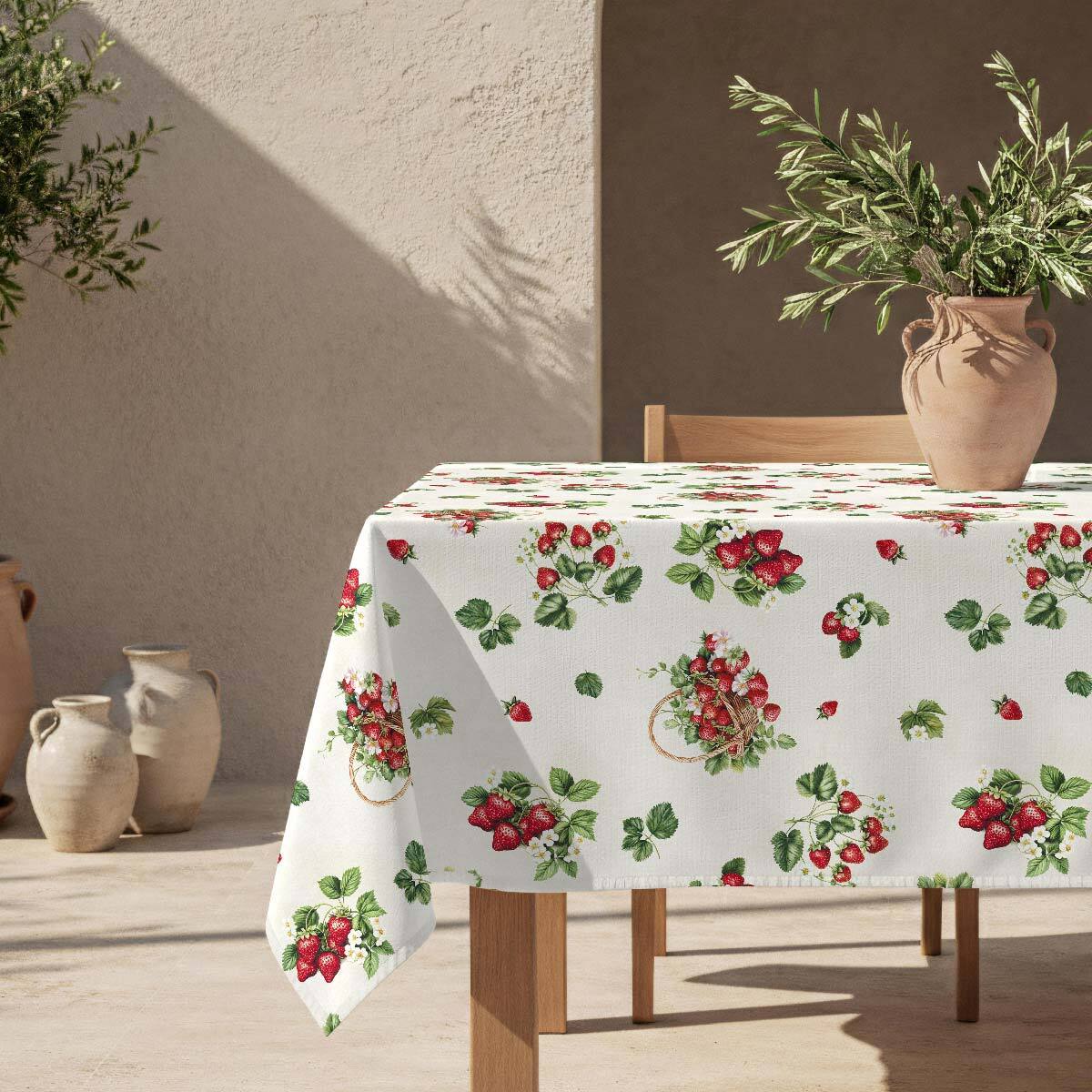 Mantel antimanchas Fresas - 100% algodón -
