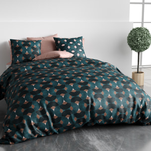 Parure housse de couette imprimé 100% coton marron - greek