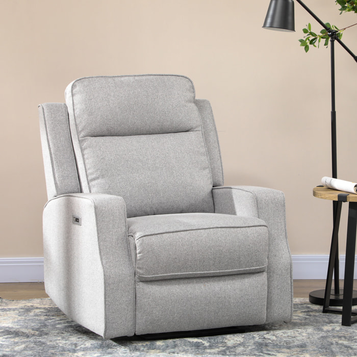 HOMCOM Sillón Reclinable Eléctrico Sillón Relax de Salón con Reclinación hasta 150° Reposabrazos y USB Carga 136 kg Sofá Reclinable para Salón Oficina Dormitorio 84x92x104 cm Gris