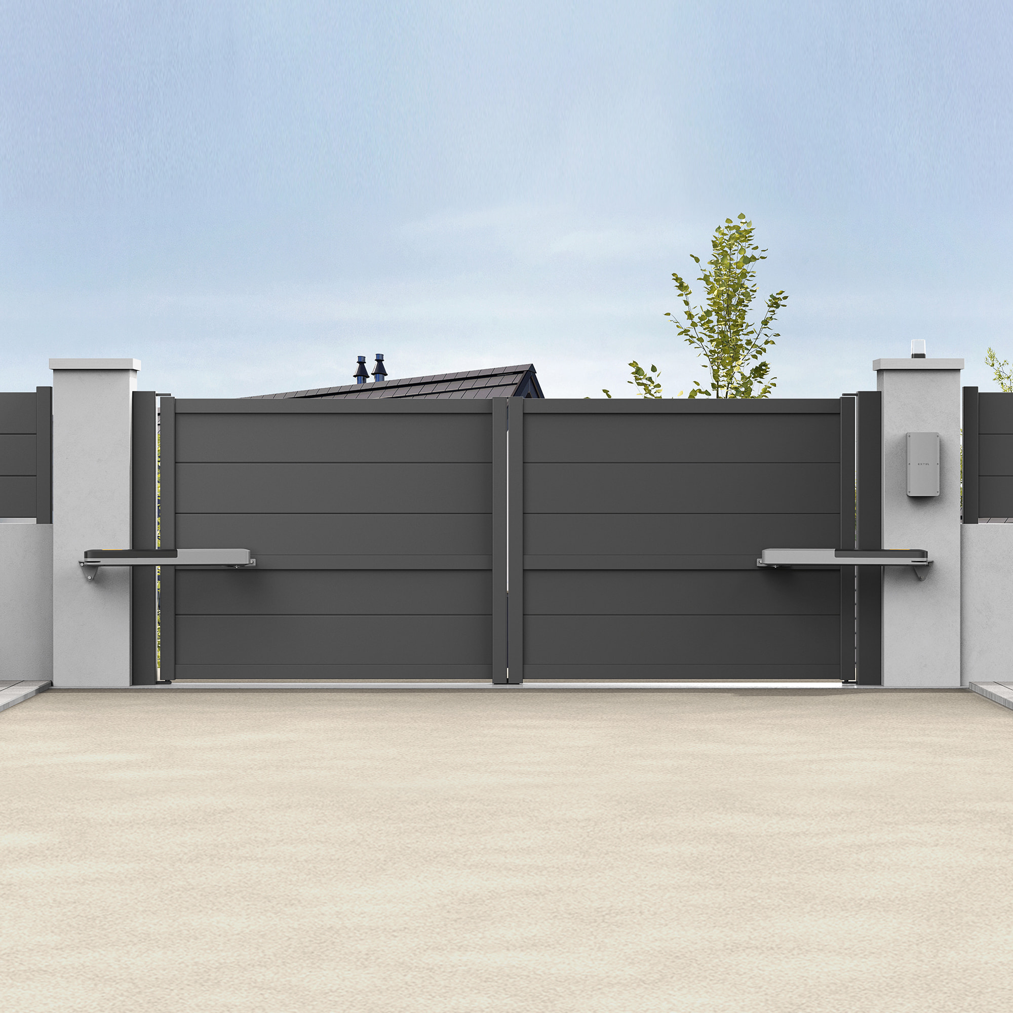 Motorisation connectée à vérins pour portail à battants : 2.5m/250kg par battant - XV250 + 2 télécommandes OFFERTES - Extel Umii