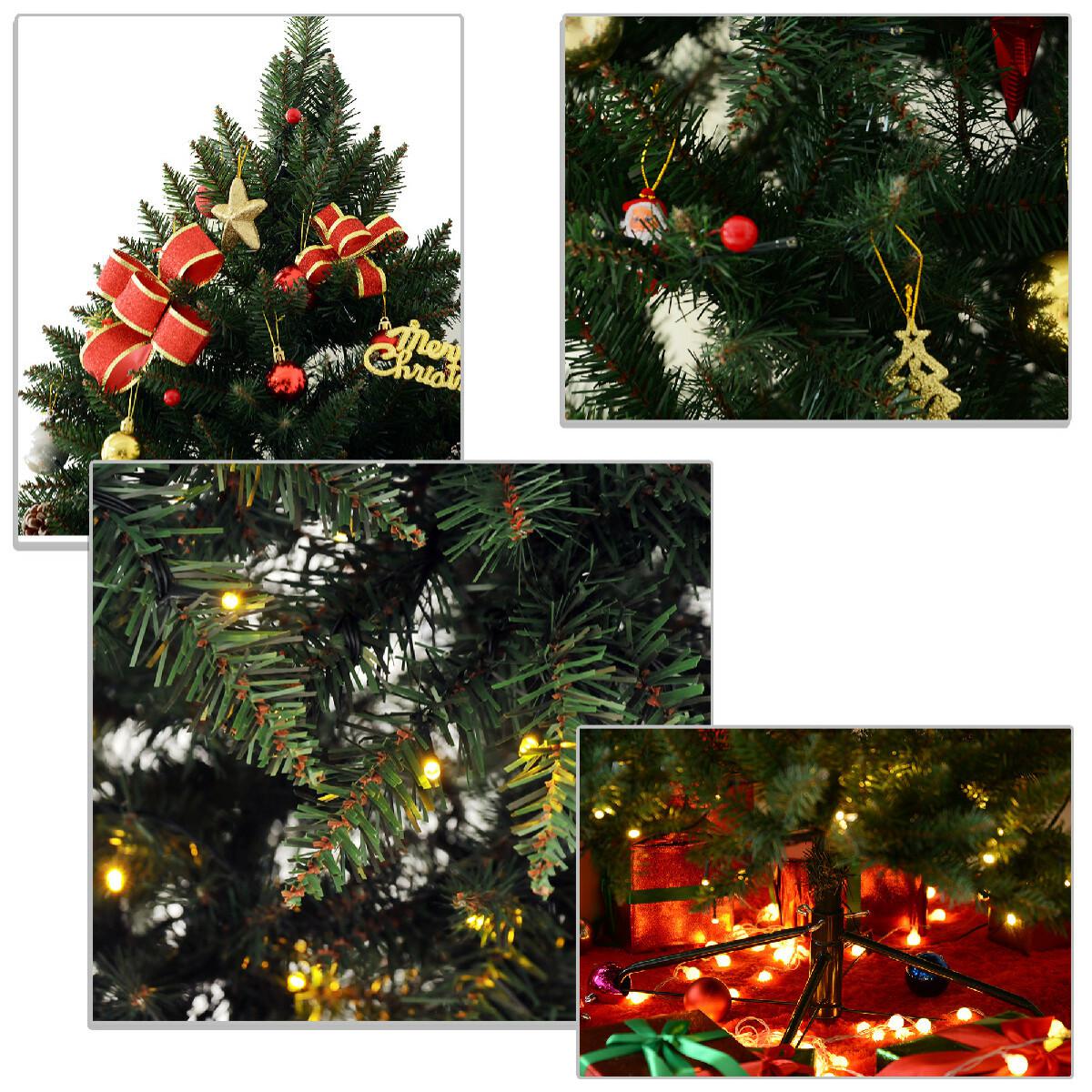 Sapin de Noël artificiel lumineux LED x 650 blanc chaud + support pied Ø 127 x 200H cm 1880 branches vert