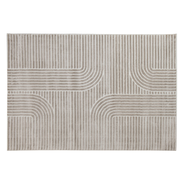 Tapis graphique rectangulaire beige 160 x 230 cm MAGNUS
