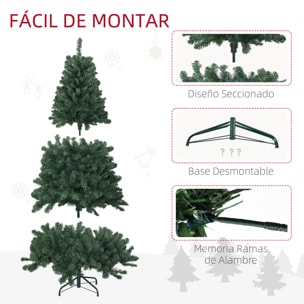 Árbol de Navidad 180 cm Árbol de Navidad Artificial con 760 Ramas de Alambre de Memoria y Base Plegable Árbol de Navideño para Salón Verde