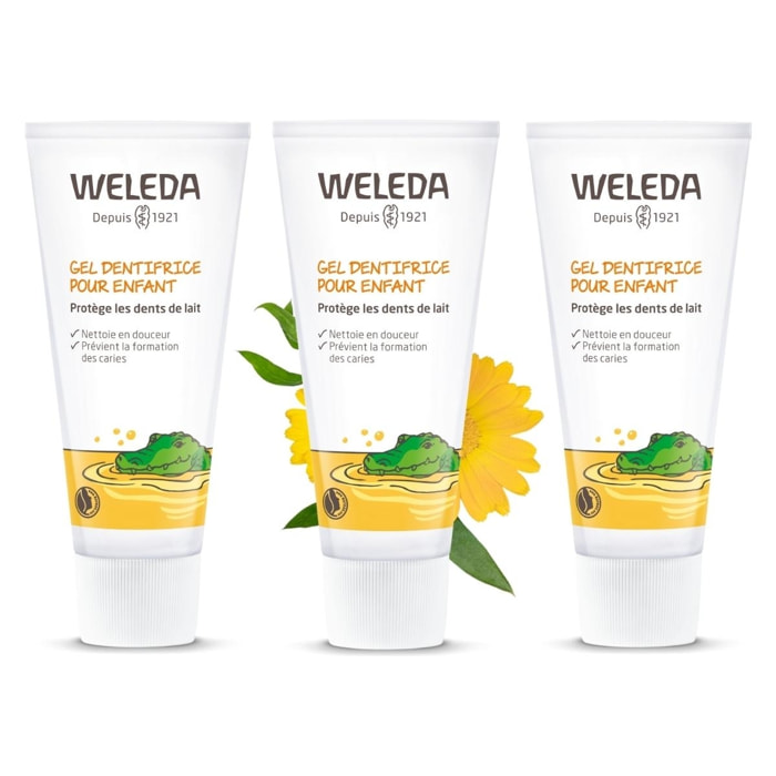 WELEDA - Trio Gel dentifrice pour Enfant -  Nettoie en douceur les dents de lait - Vegan*- Certifié Natrue** - Tube 50 ml  x 3