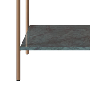 Table de chevet en bois de manguier et marbre vert - Doori