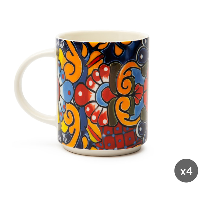 Set 4 mug Excelsa Acapulco, porcellana multicolore