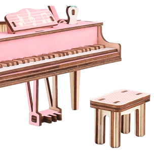 Puzzle 3D in legno. Pianoforte rosa. 78 pezzi.