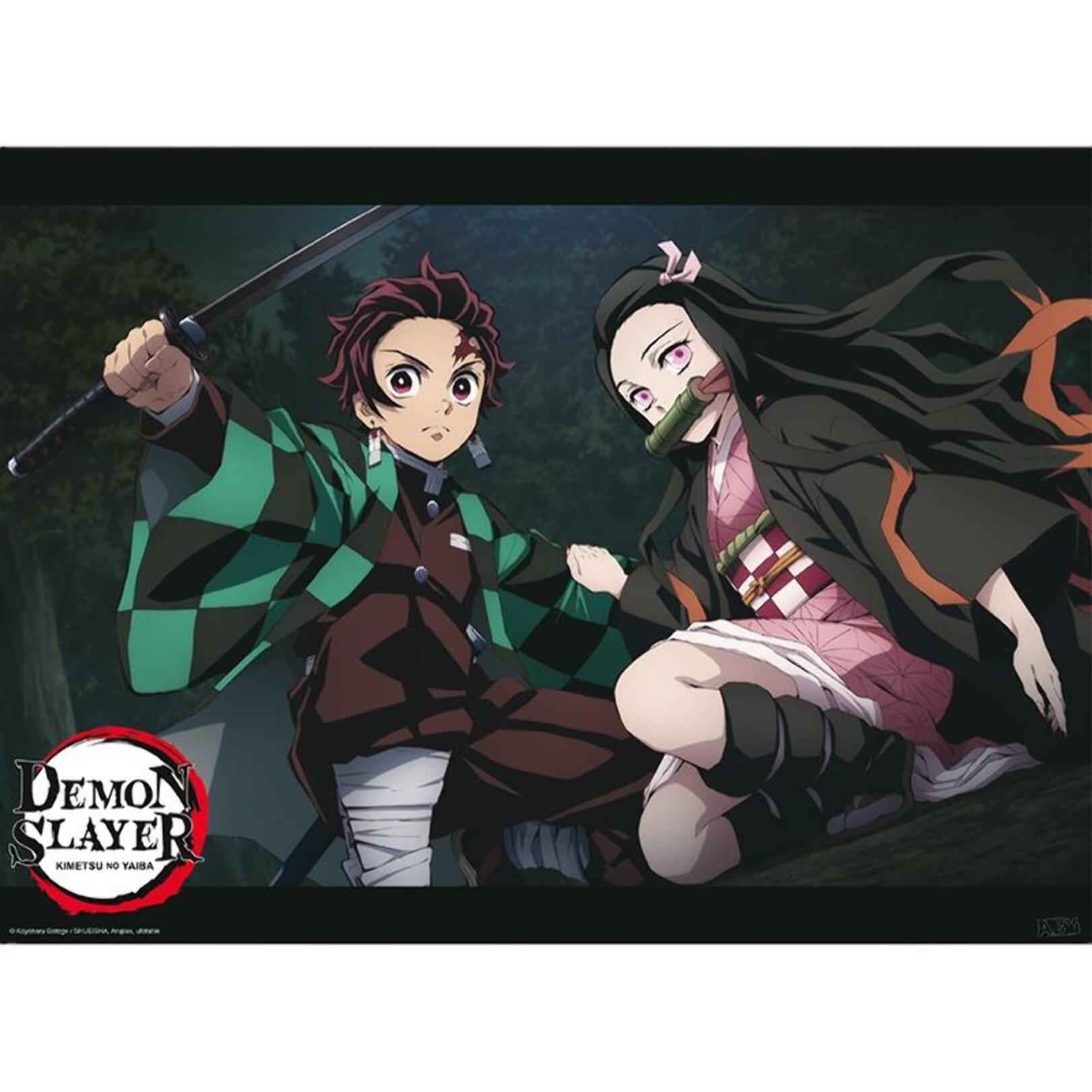 Demon Slayer - Poster "Tanjiro e Nezuko Posizione di Combattimento" 52x38 cm Abystyle