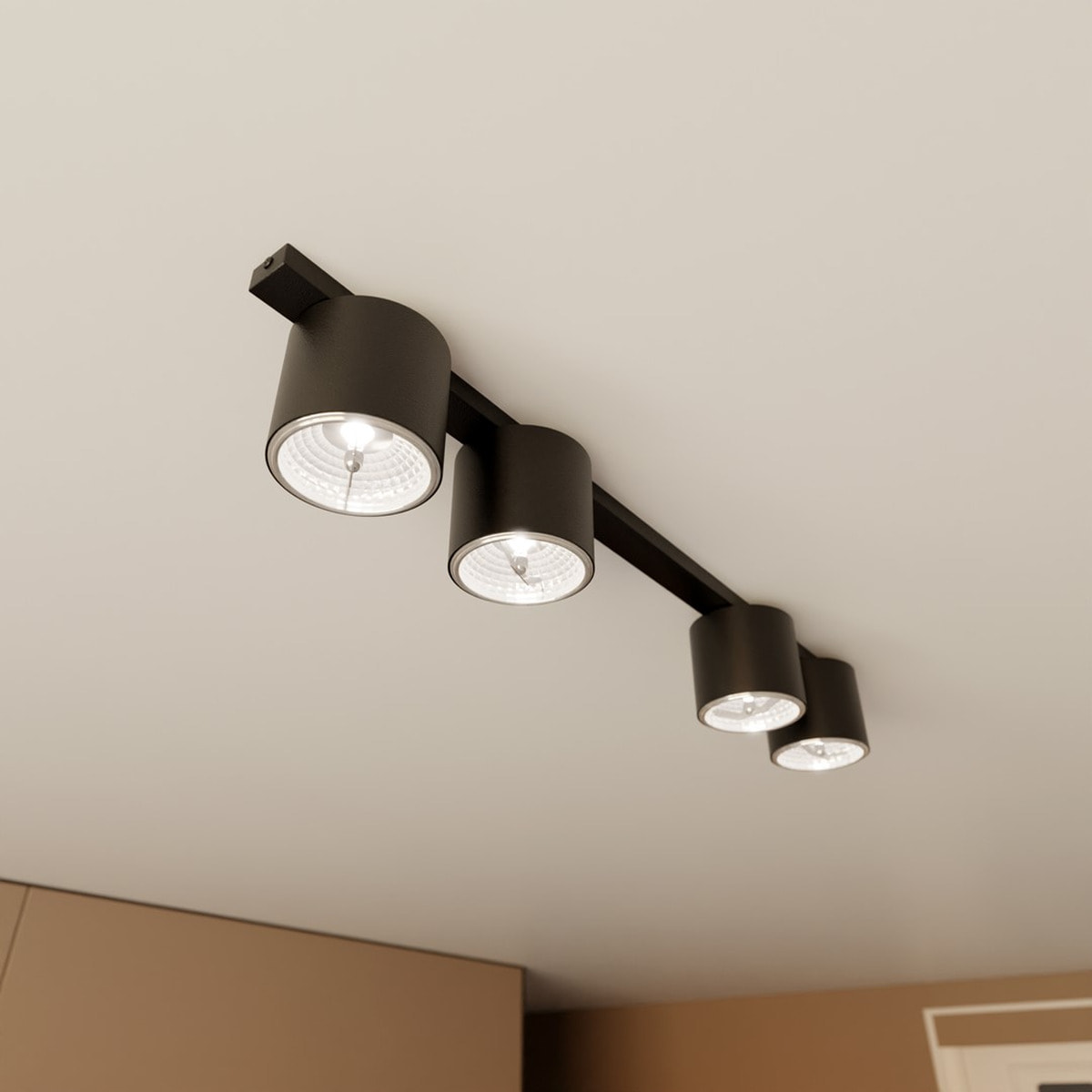 Faretto da soffitto Nano in acciaio nero