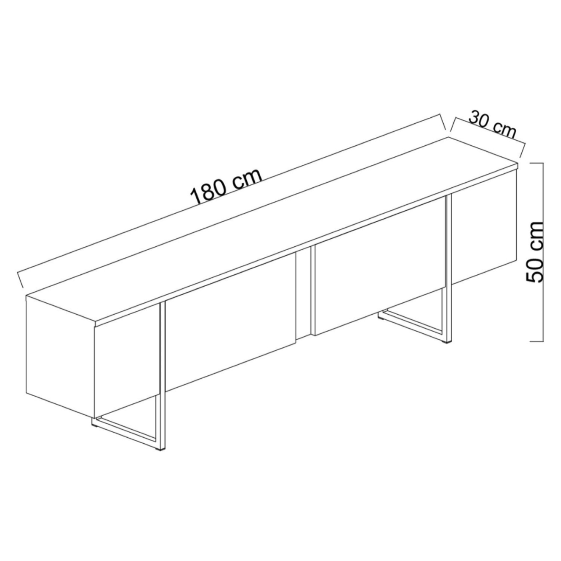 KABISI - Meuble TV bois et or avec rangement 180 cm