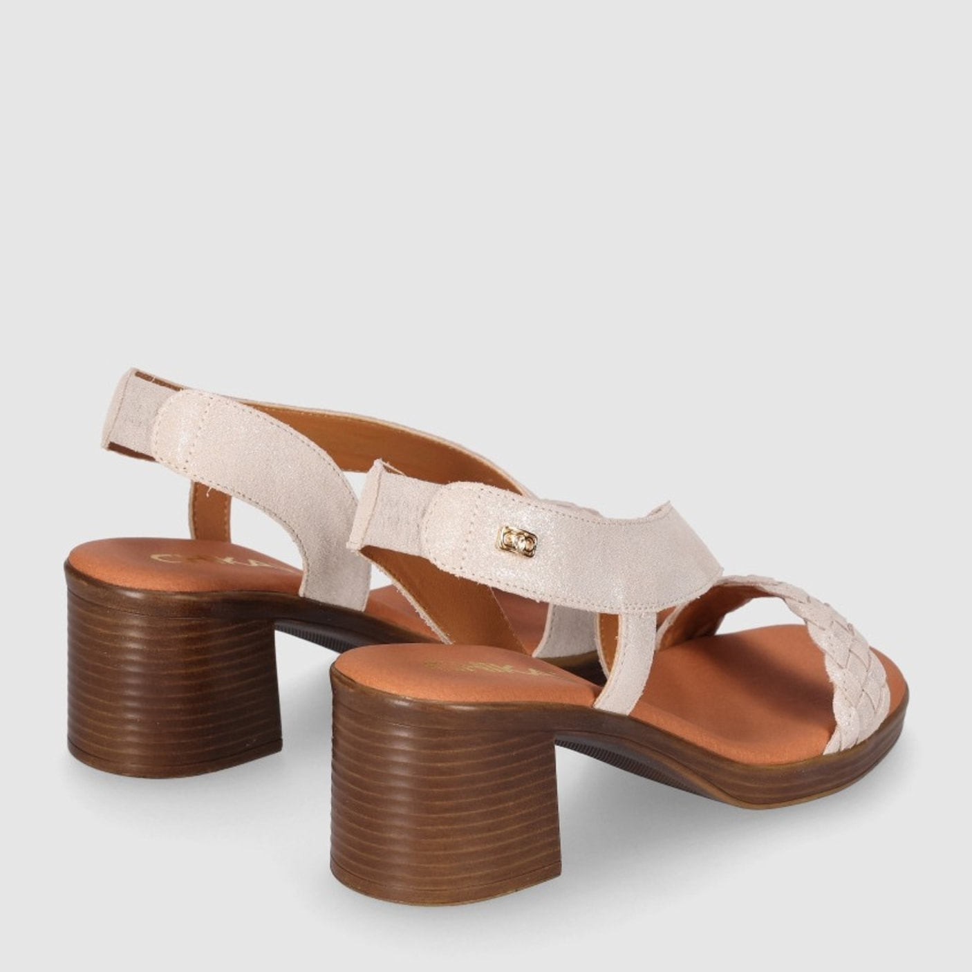 Sandalias de Serraje - Platino - Tacón: 6 cm