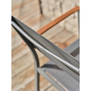 ORSINO - Fauteuil de jardin alu et acacia - Gris anthracite