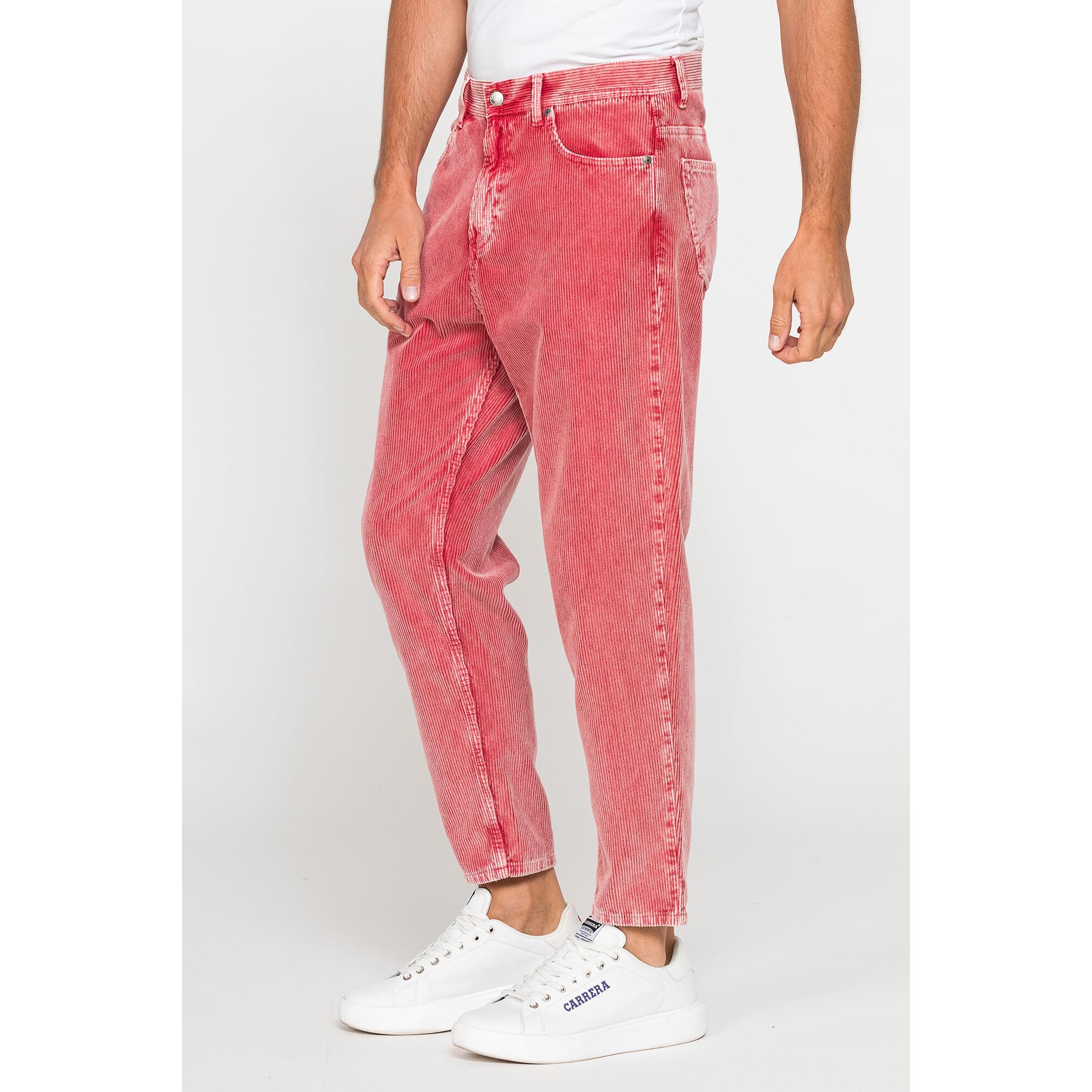 PANTALONE 5 TASCHE IN VELLUTO EFFETTO ACID WASH