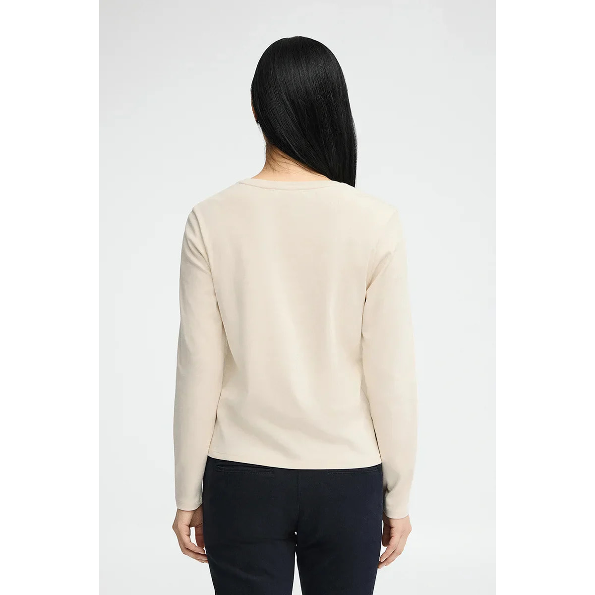 Maglietta crema a maniche lunghe con brillantini Polo Club