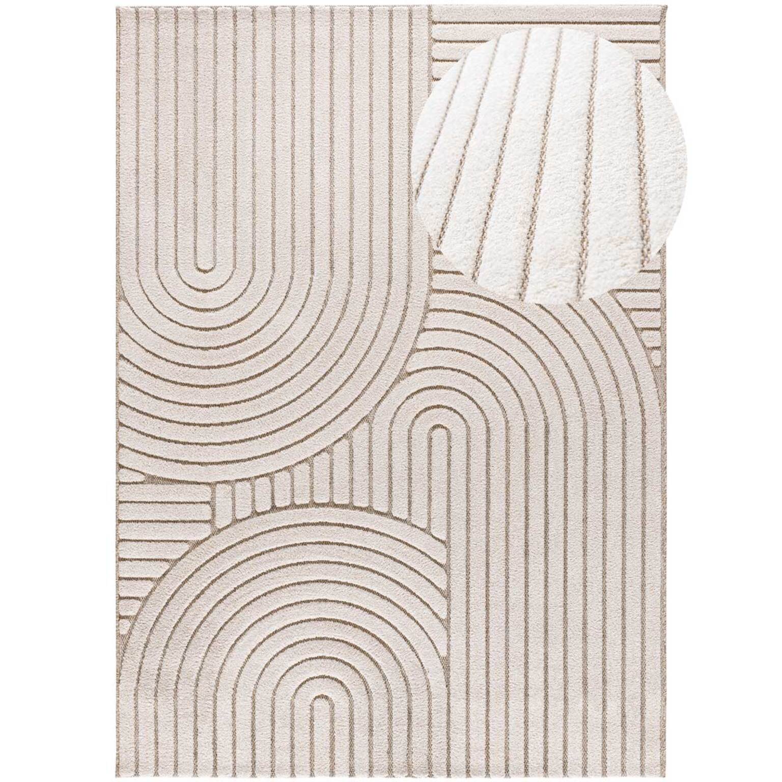 DIENA Alfombra con diseños geométricos y relieve en tonos blancos, varias medidas disponibles.
