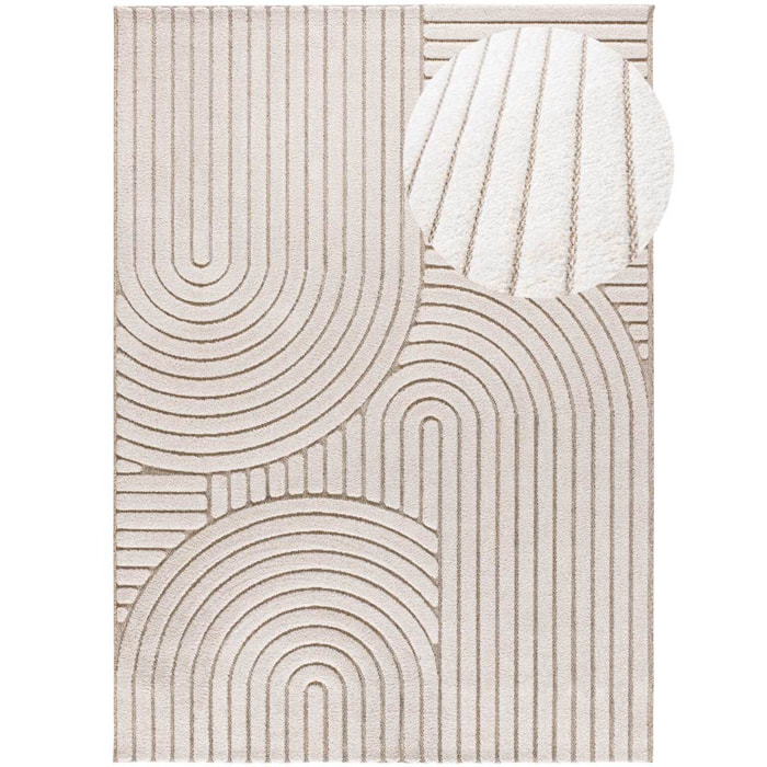 DIENA Alfombra con diseÃ±os geomÃ©tricos y relieve en tonos blancos, varias medidas disponibles.