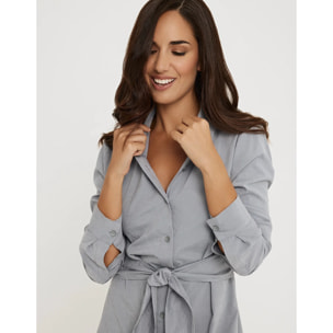 Vestido Largo Camisero Gris - Verona