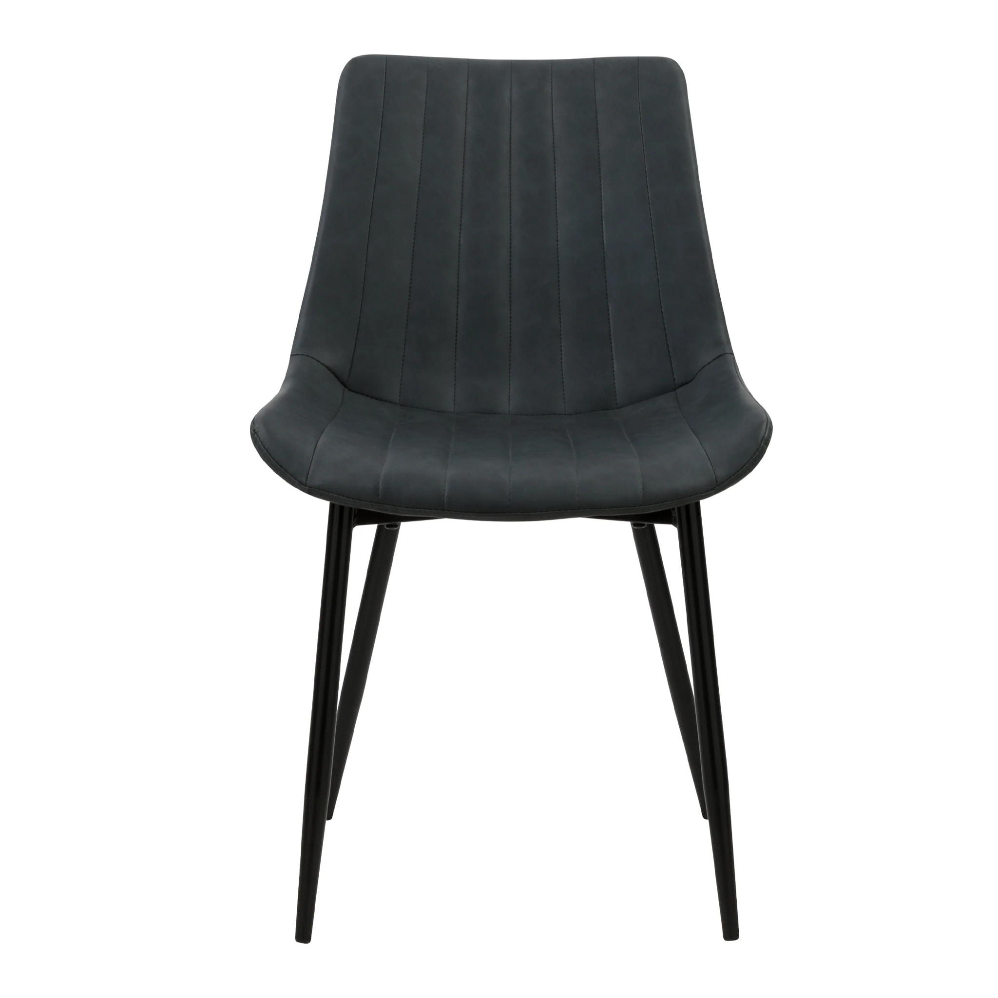 Lot de 2 chaises en cuir synthétique gris foncé et métal noir - Killi