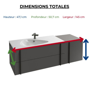 Meuble vasque Nouvelle Vague gris brillant