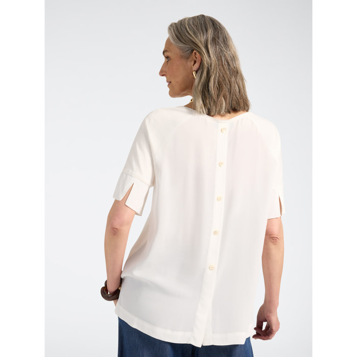 Elena Mirò - T-shirt con bottoni sul retro - Bianco