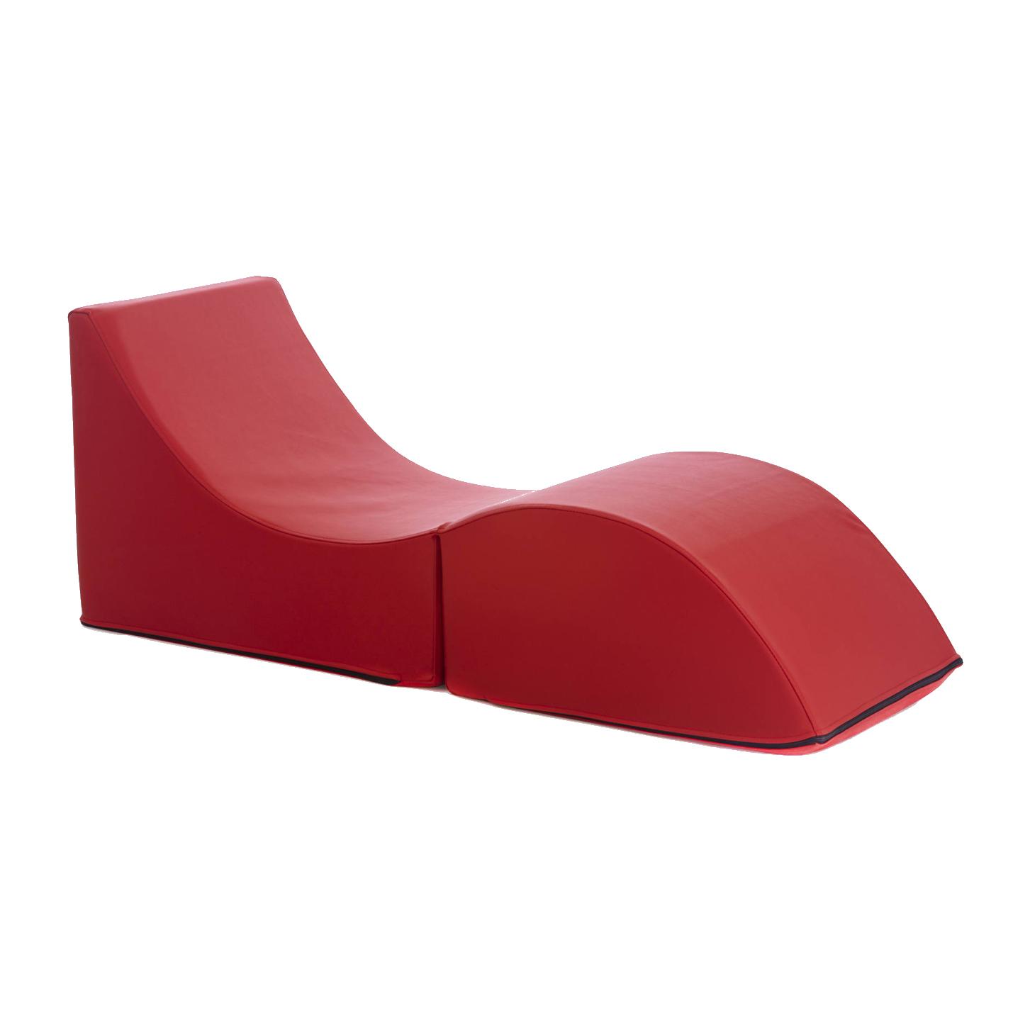 Letto pieghevole Andreina, Pouf trasformabile in letto singolo, 100% Made in Italy, Pouf trasformabile in una chaise longue in ecopelle, Cm 130x50h50, Rosso