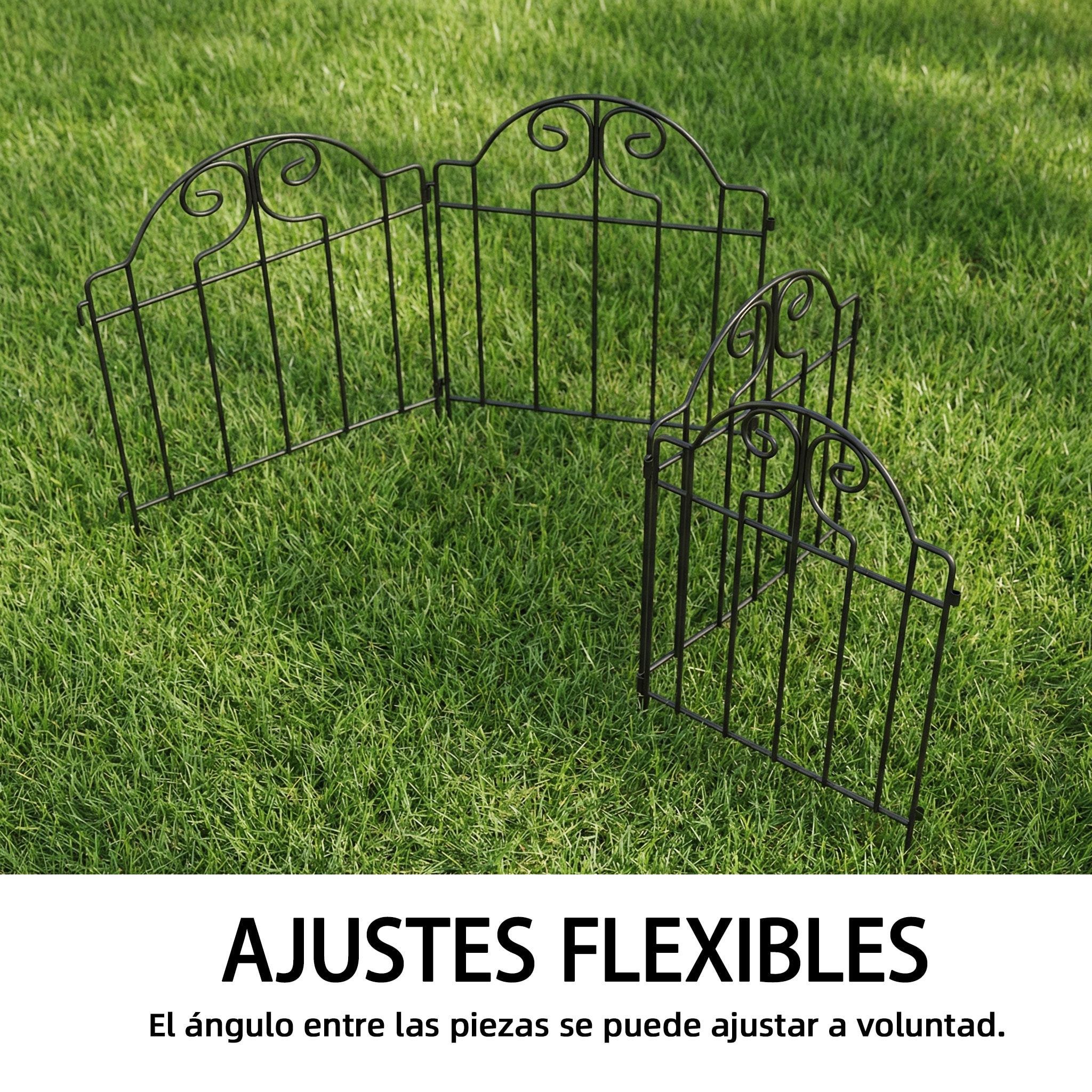 Set de 4 Vallas de Jardín de Metal, 125x57 cm, Vallas de Jardín Exterior Decorativas con Diseño Arqueado, Resistente y Fácil de Instalar, para Huerto, Patio, Terraza, Césped, Negro