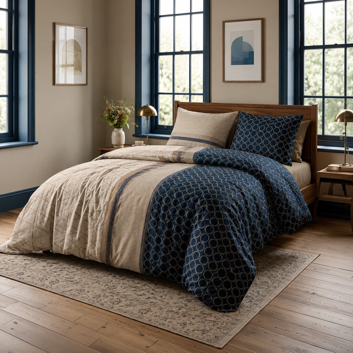 Parure housse de couette imprimé 100% coton - nairobi - beige