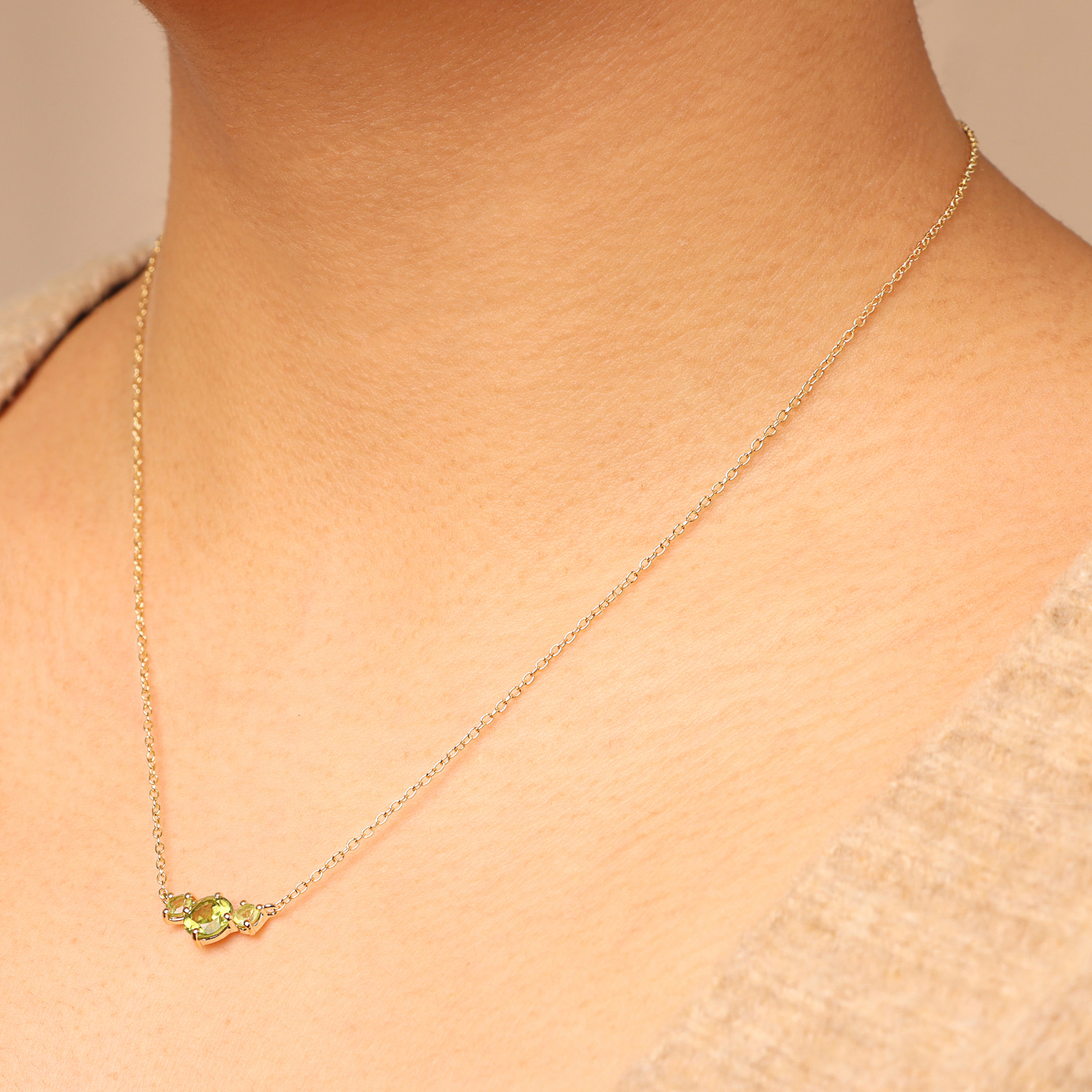 Collana in Argento 925 placcato Oro Giallo 18Kt con Peridoto Verde