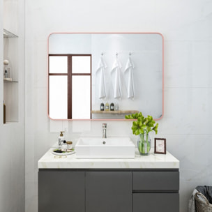 Specchio da parete 70x50 cm con telaio oro rosa e angoli arrotondati - Lay