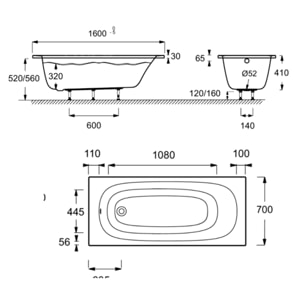 Baignoire Bastille blanc brillant