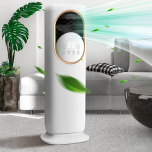 Climatizador multifunción sin aspas, con calefacción y refrigeración. Con tanque de agua de 3L, pantalla táctil y mando de control remoto.