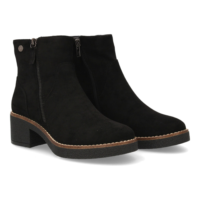 Botín de tacón medio mujer con cremallera decorativa