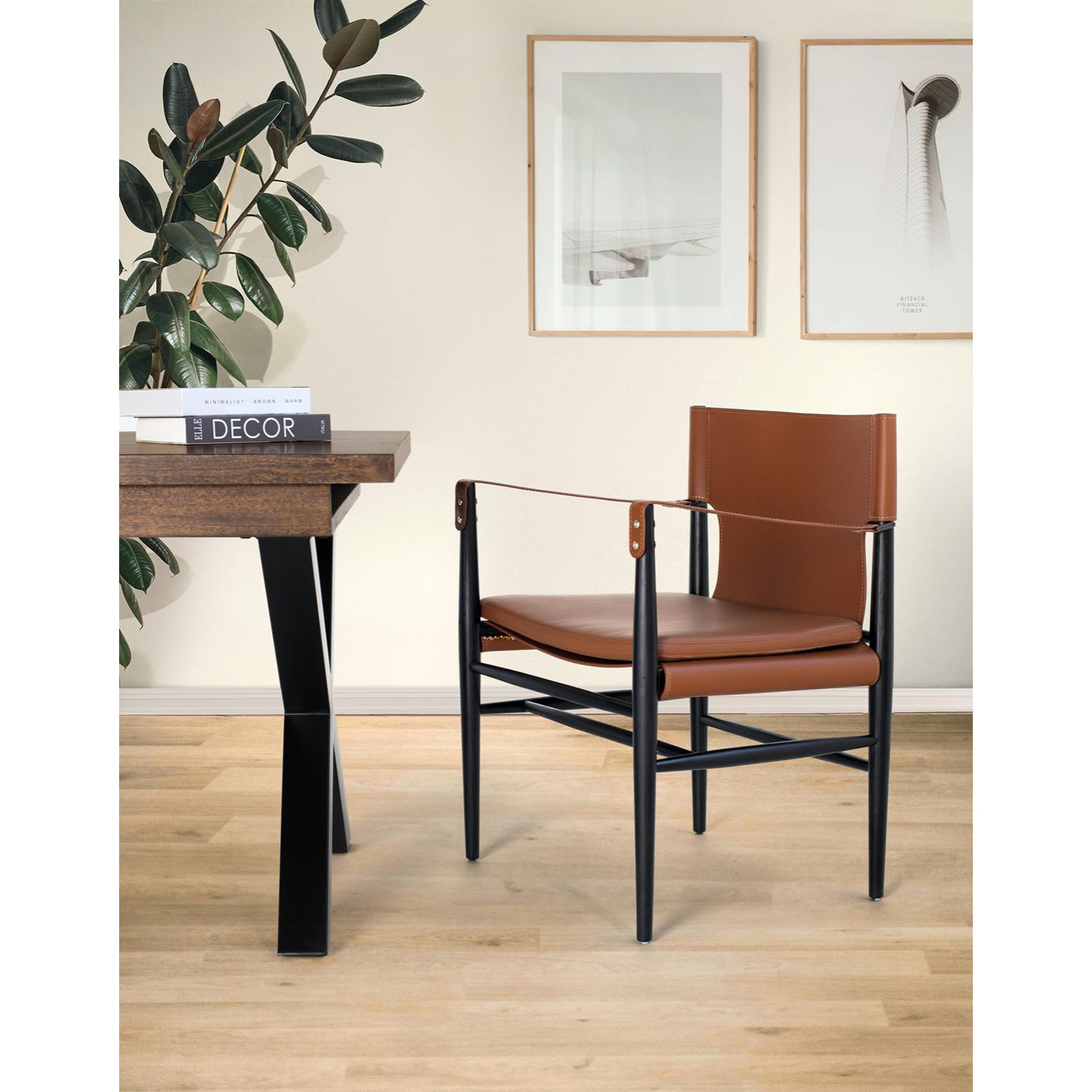Sillón de Cuero Sintético 57 Cm Estilo Contemporáneo Elegante