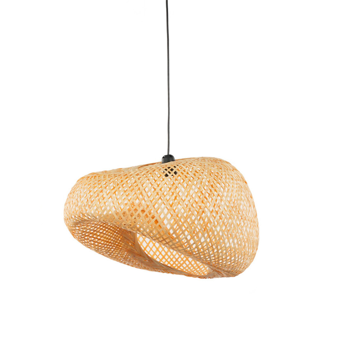 Suspension Design Bambou Naturel, 47x58 cm, Style Bohème