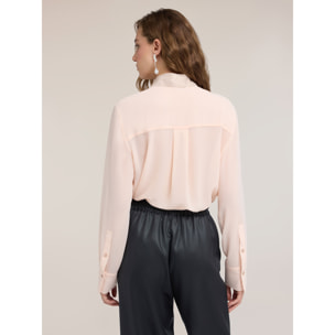 Motivi - Camicia in georgette con colletto e cravatta di strass - Rosa