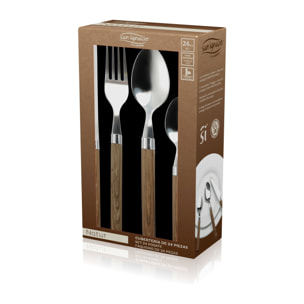 Set 24pc cuberteria acero inox+pp natur