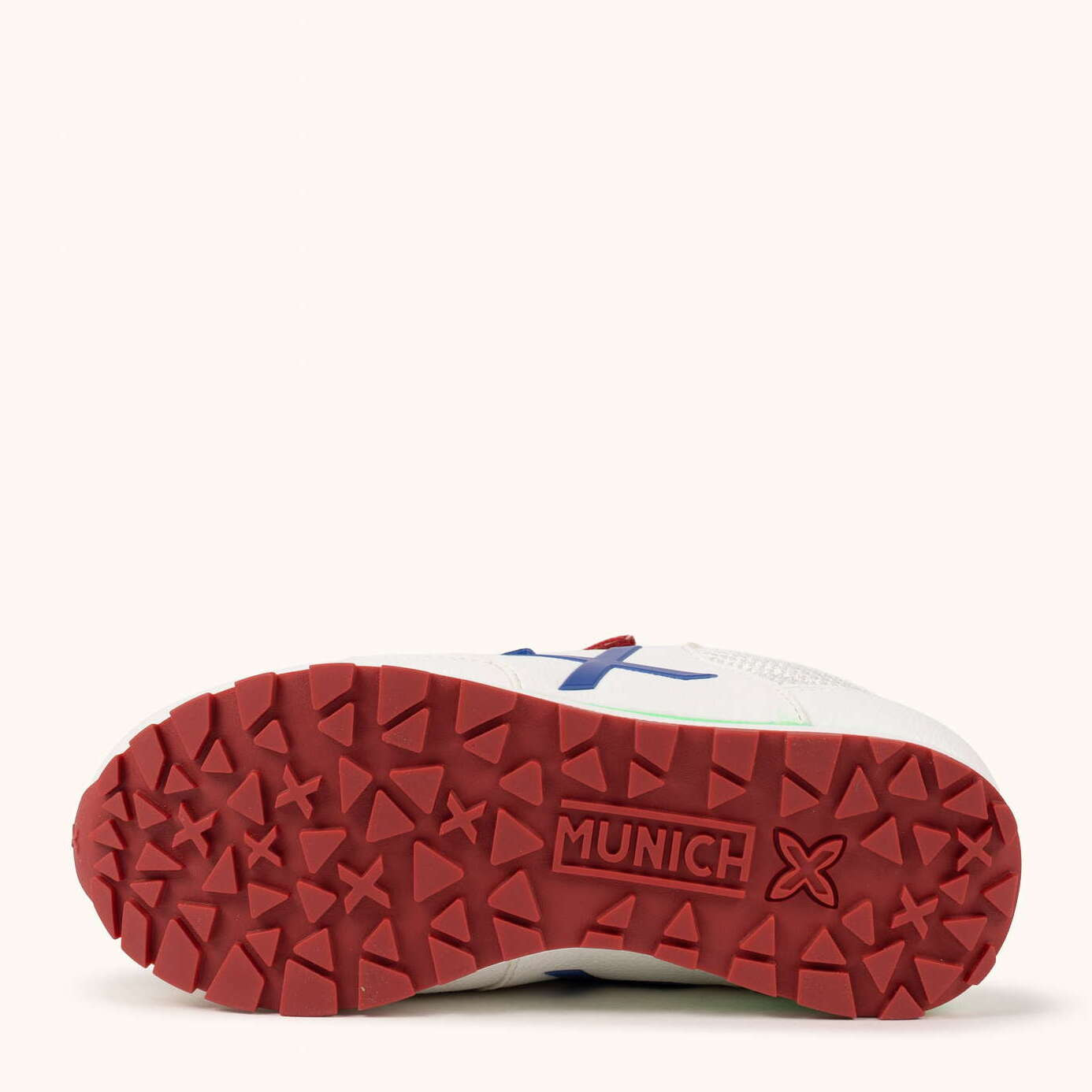 MUNICH DASH KID VCO 2.0 174 Zapatilla Retro Running Infantil Blanca con Cierre de Velcro y Detalles Azules y Verdes