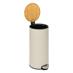 Poubelle couvercle bambou 30L "Modern color" beige
