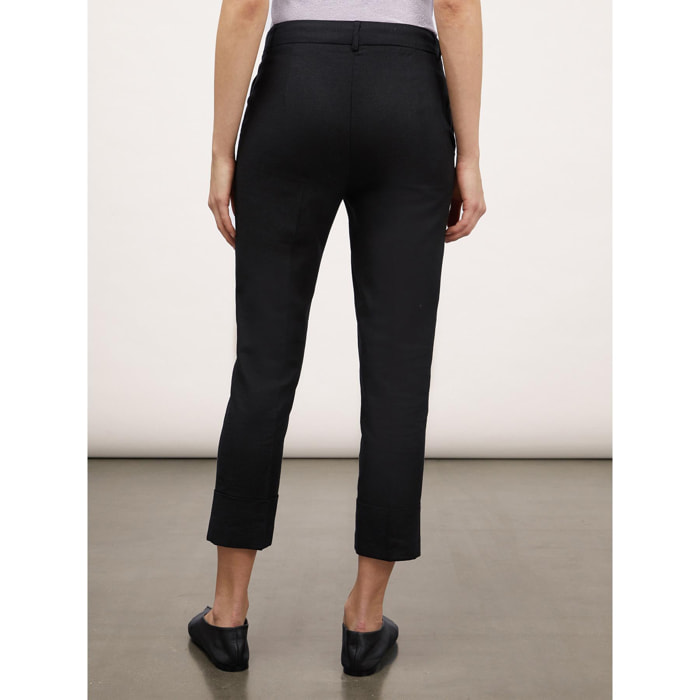 Motivi - Pantalón capri en mezcla de lino - Negro