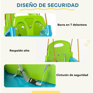 Columpio Infantil 3 en 1, Columpio para Niños, Cuerda Ajustable, con Respaldo Desmontable, Barra en T, Cinturón de Seguridad, para Interior, Exterior, Solo Asiento, Verde Oscuro