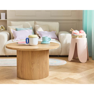 Oliva - table basse ronde - effet bois - 80 cm - Bois
